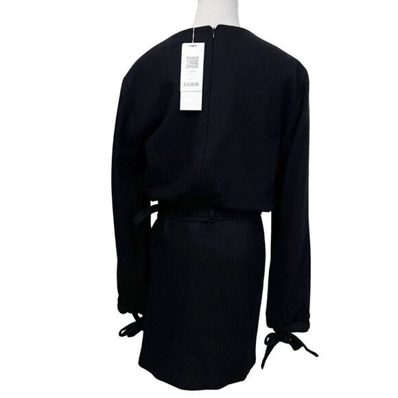 NWT ROCKET X LUNCH BLACK WOOL FELT BELTED BLOUSON DRESS - S - Picture 3 of 16